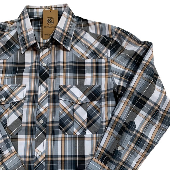 NWT COEVALS Club Pearl Snap Plaid Shirt Size Small - Picture 1 of 7